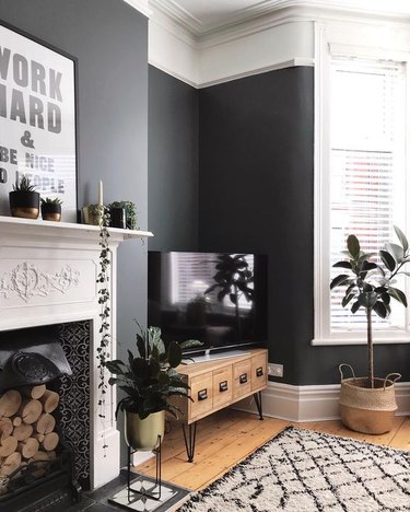 gray industrial living room idea with hairpin leg furniture