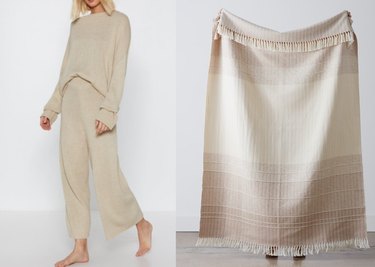 Nasty Gal sweats/The Citizenry blanket