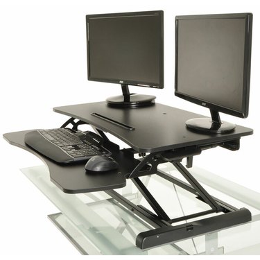 two-tier black adjustable standing desk converter