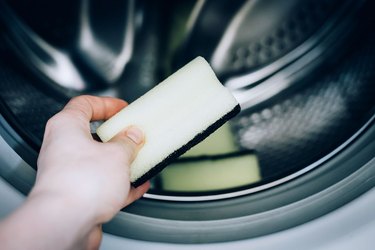 Cleaning sponge in washing machine