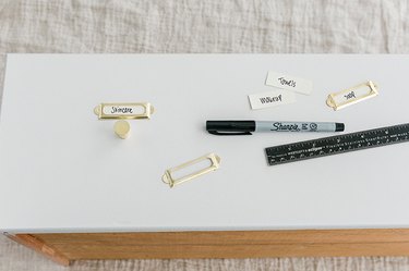 Add handwritten labels to drawer fronts to eliminate unnecessary rifling.