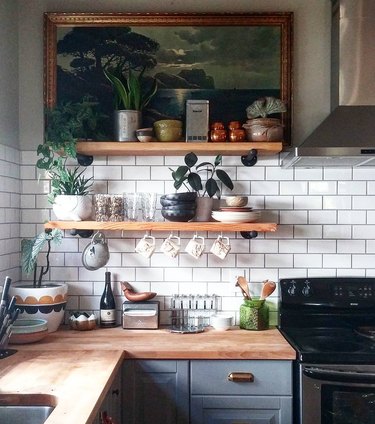 kitchen wall decor with vintage painting