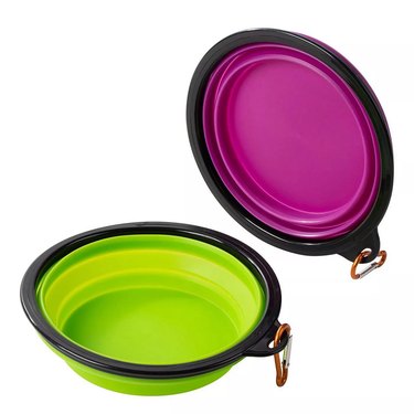 two collapsible dog bowls