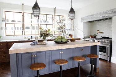 butcher block and marble-topped countertop kitchen