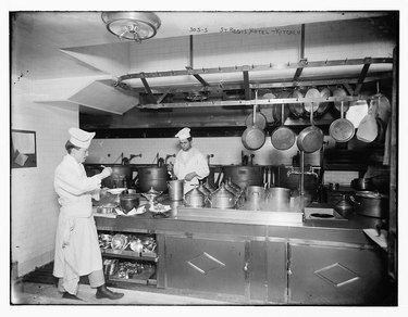 St. Regis Hotel kitchen subway tile white tile