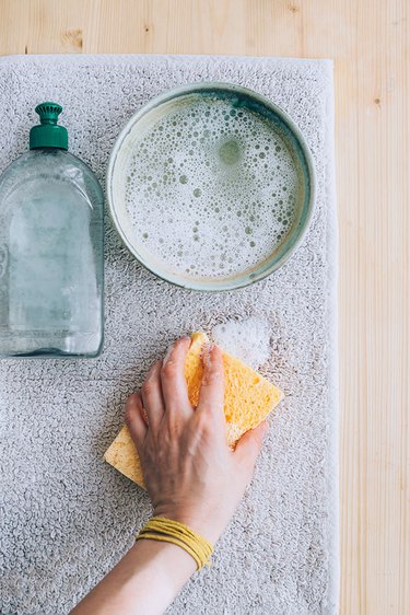 Dilute soap for cleaning carpets