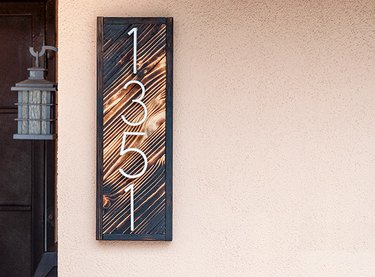 DIY house number sign with burned wood