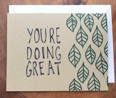 You're doing great card with green leaves