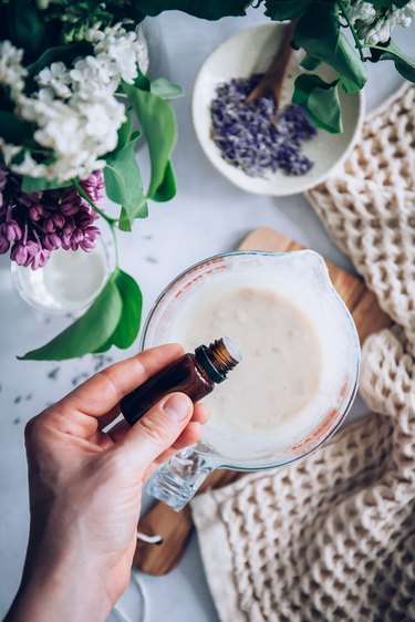 Adding essential oil to goat's milk soap