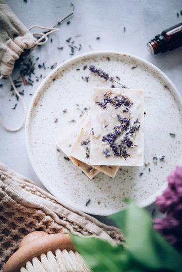 Making goat's milk soap with lavender