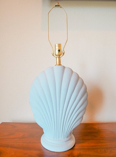 blue ceramic seashell lamp with no bulb