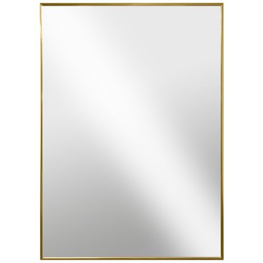 Rectangular wall mirror with thin brass border