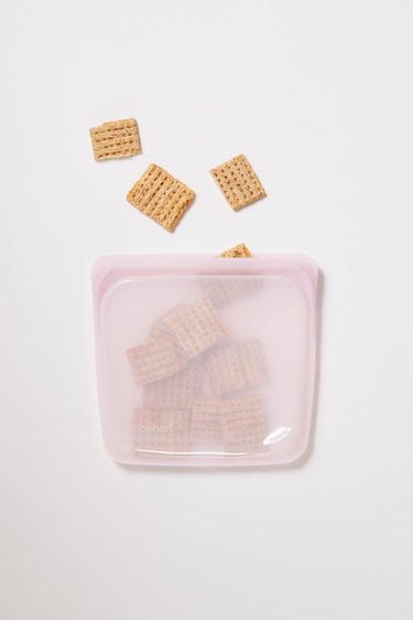 cereal in pink silicone bag