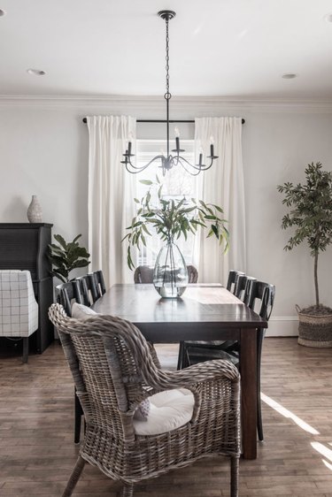 Pretty and simple dining room with black candelabra traditional dining room lighting