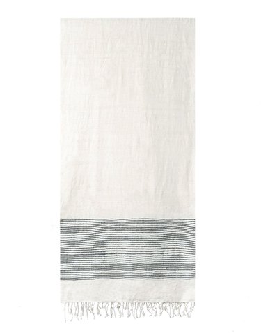 cotton bath towel with navy stripes