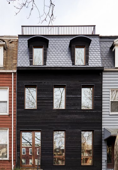 reclaimed wood cladding on building exterior