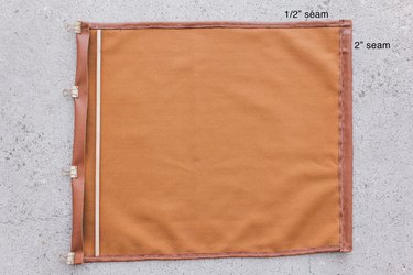 1/2 inch seam shown on top and 2 inch seam shown on side
