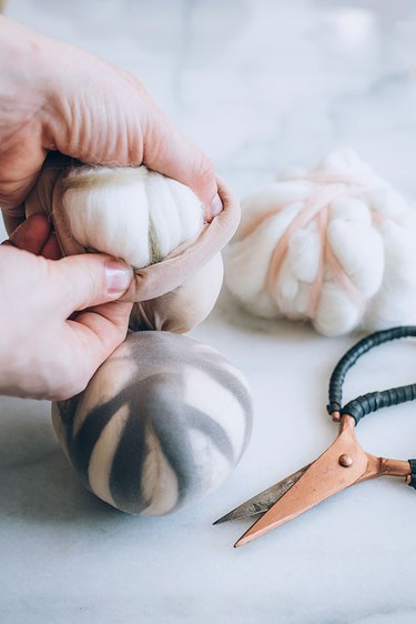 Putting Wool Dryer Balls in Pantyhose