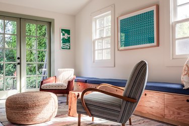 Seating area with built-in bench and storage