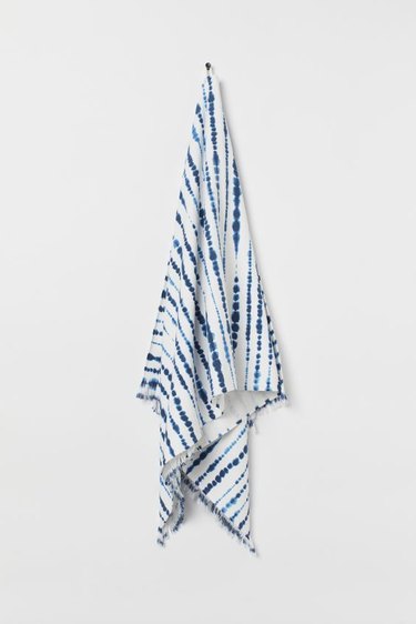 blue and white batik patterned beach towel