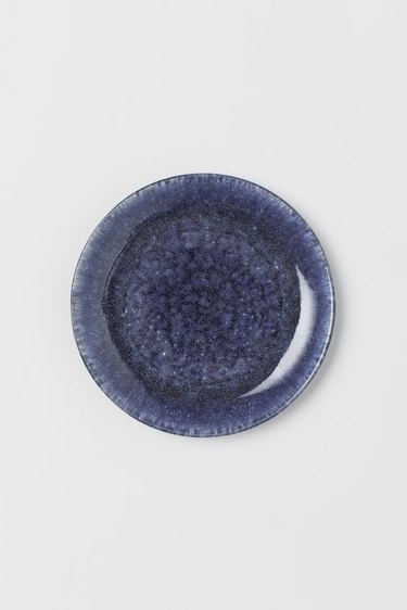 blue stoneware plate