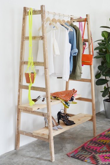 DIY ladder wardrobe