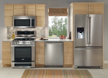kitchen scene with stainless steel appliances