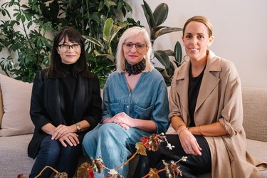 Left to right: Hunker VP of Content Eve Epstein, Colleen Clines of Anchal Project, Jodie Fried of Armadillo & Co.