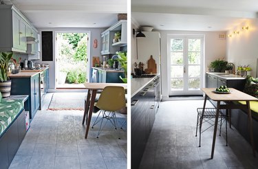 before and after of contemporary luxe kitchen makeover