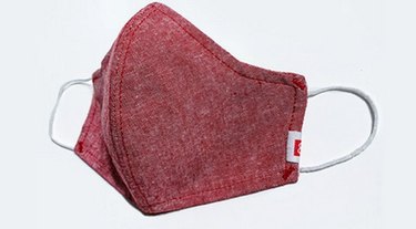 Hedley & Bennett red fabric face mask with elastic ear loops