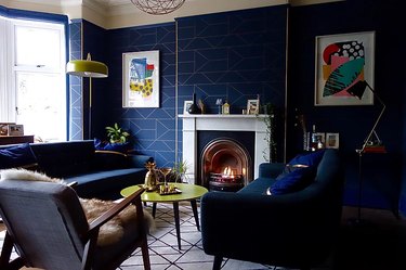 family room carpet ideas with carpet tiles and blue sofa