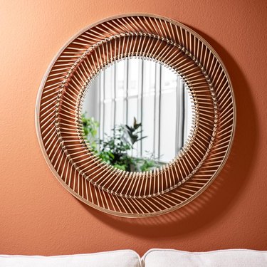 round bamboo mirror