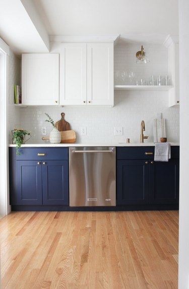 Pantone Color of the Year Classic Blue on kitchen cabinets