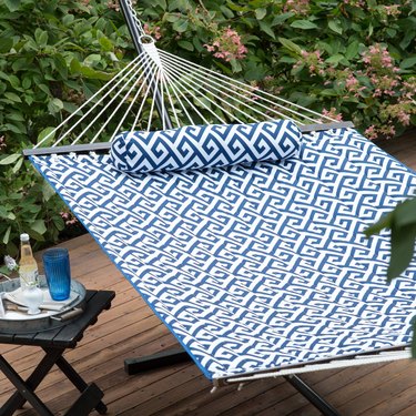 Coral Coast 11-ft. Greek Key Quilted Hammock with Metal Stand Deluxe Set