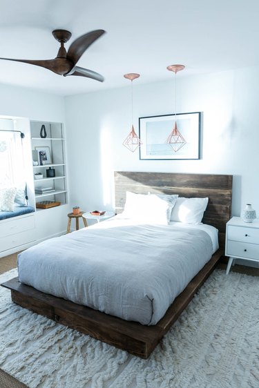 rustic platform bed and headboard