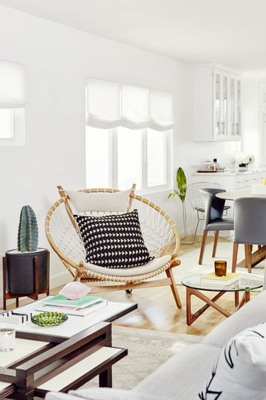 Papasan chair in online living room