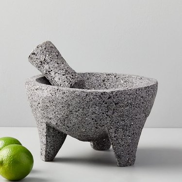 molcajete set with mortar and pestle made from volcanic rock
