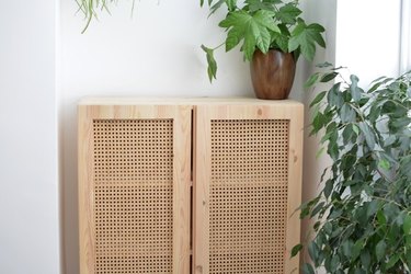 Cane-front IKEA cabinet hack DIY bathroom idea