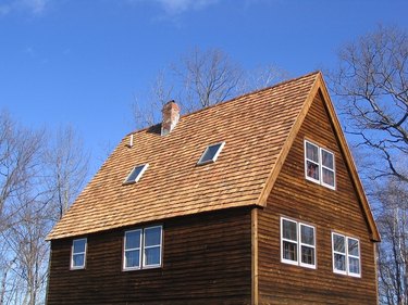 new cedar shake roof on saltbox house