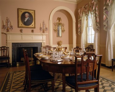 traditional style parlor room with wood table and chairs