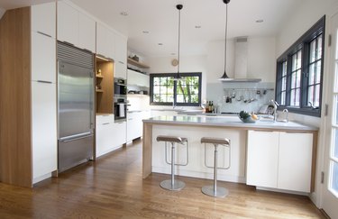 light blue glass kitchen backsplash idea in modern kitchen