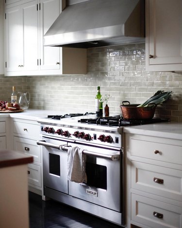 light green textured kitchen backsplash idea