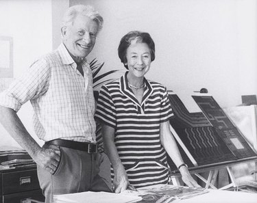 two figures in a studio, Robin and Lucienne Day