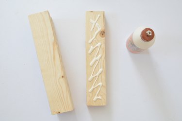Appling glue to wooden pieces