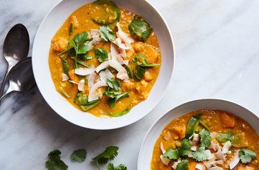 Red Curry Lentils With Sweet Potatoes and Spinach