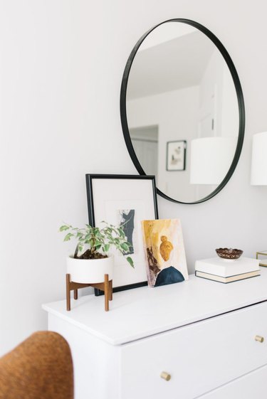 dresser idea for minimalist decorating on a budget