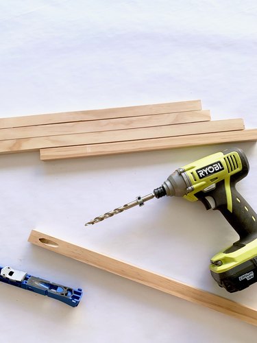 Wood and drill for modern towel rack DIY