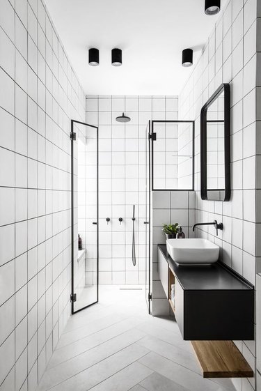 black-and-white bathroom idea with all white tile