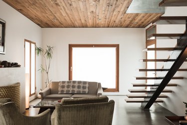 Minimalist living room with large window