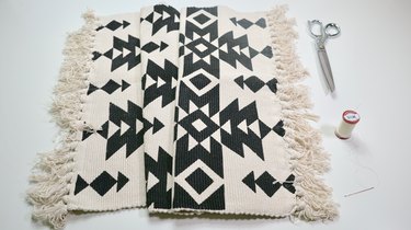 Materials for DIY Fringe Pillow Out of a Rug